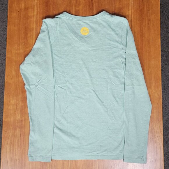 Life is Good Pale Green Classic Fit Hibiscus Flower V-Neck Long Sleeve Tee - XS - Picture 6 of 9